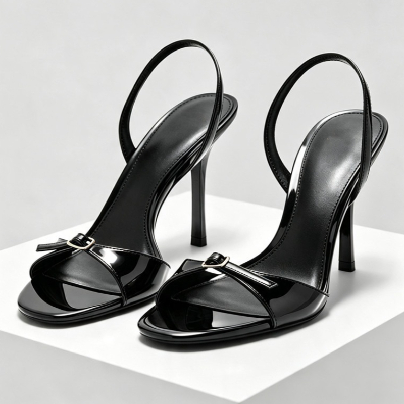Formal Belt Leather Thin - Metal Belt Buckle Detail Patent Leather