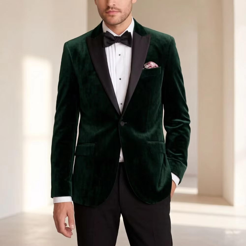 Men'S Formal Wear For Reception - Velvet Formal Suit for Men Slim