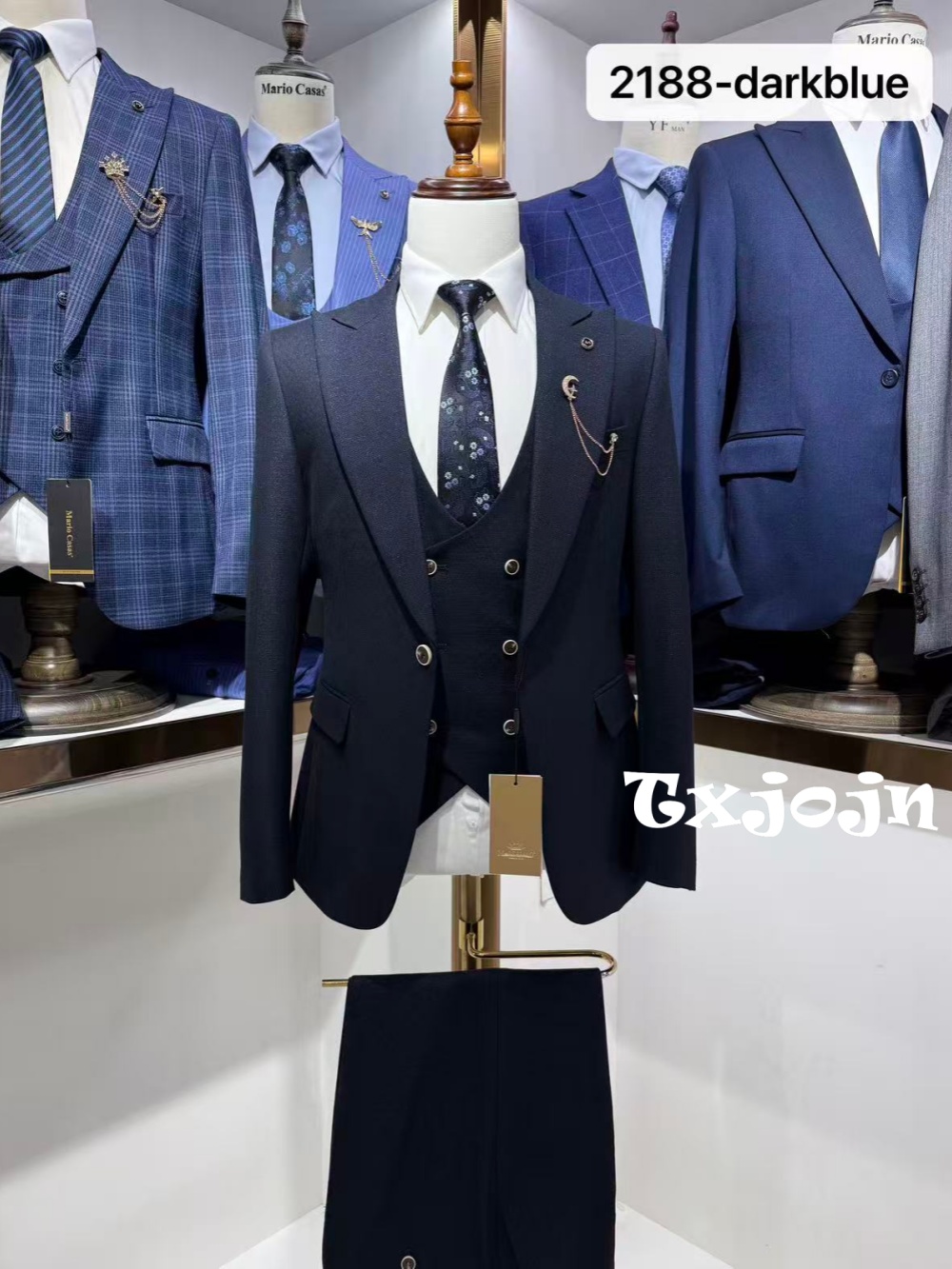 Men Formal Wear Clothes - Dark Blue Men's Formal Suit Set