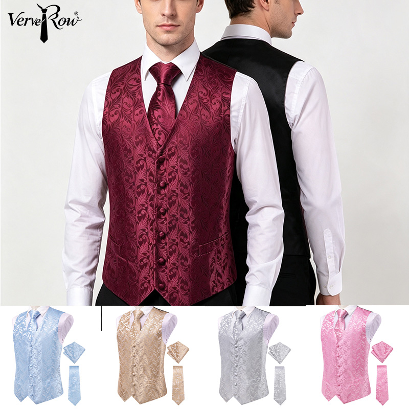 VerveRow Men Burgundy Floral J - Men Formal Wear With Tie recension och pris