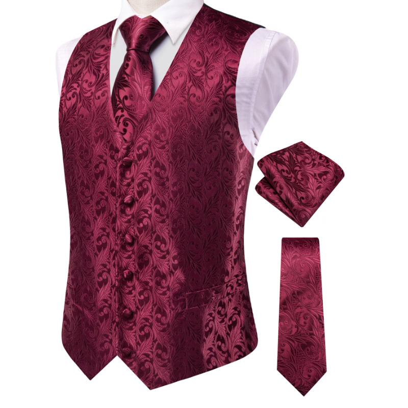 VerveRow Men Burgundy Floral J - Men Formal Wear With Tie recension och pris