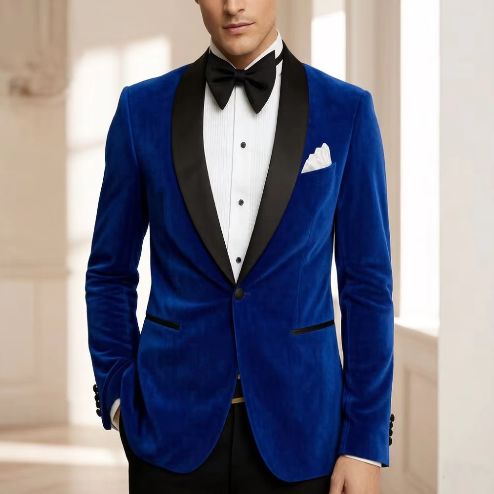 Men Velvet Blazer Slim Fit Sui - Formal Wear For Men Black Suit recension och pris