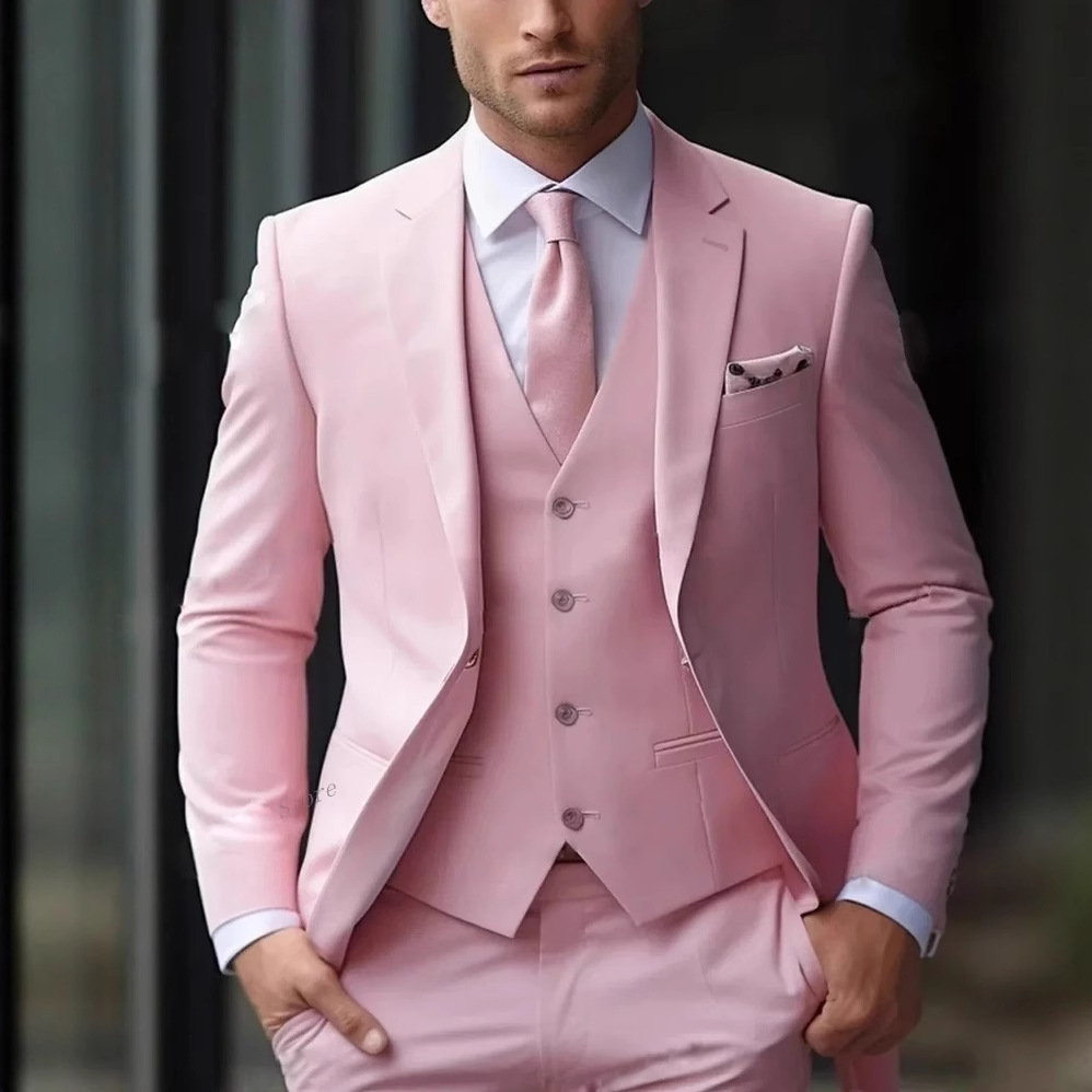 3 Pieces Pink Formal Men Suits - Men'S Formal Wear For Reception recension och pris