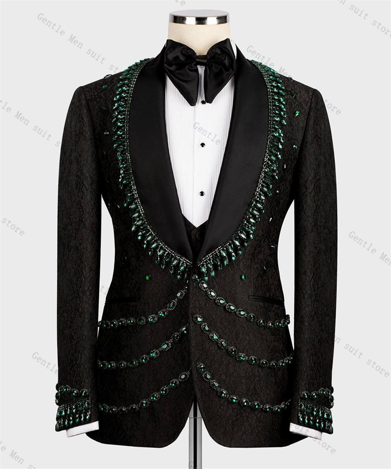 Luxury Crystals Men Suit Set 2 - Formal Wear For Men Black Suit recension och pris