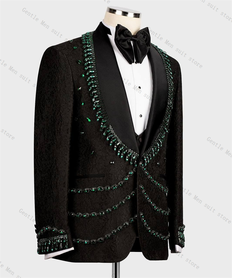 Luxury Crystals Men Suit Set 2 - Formal Wear For Men Black Suit recension och pris