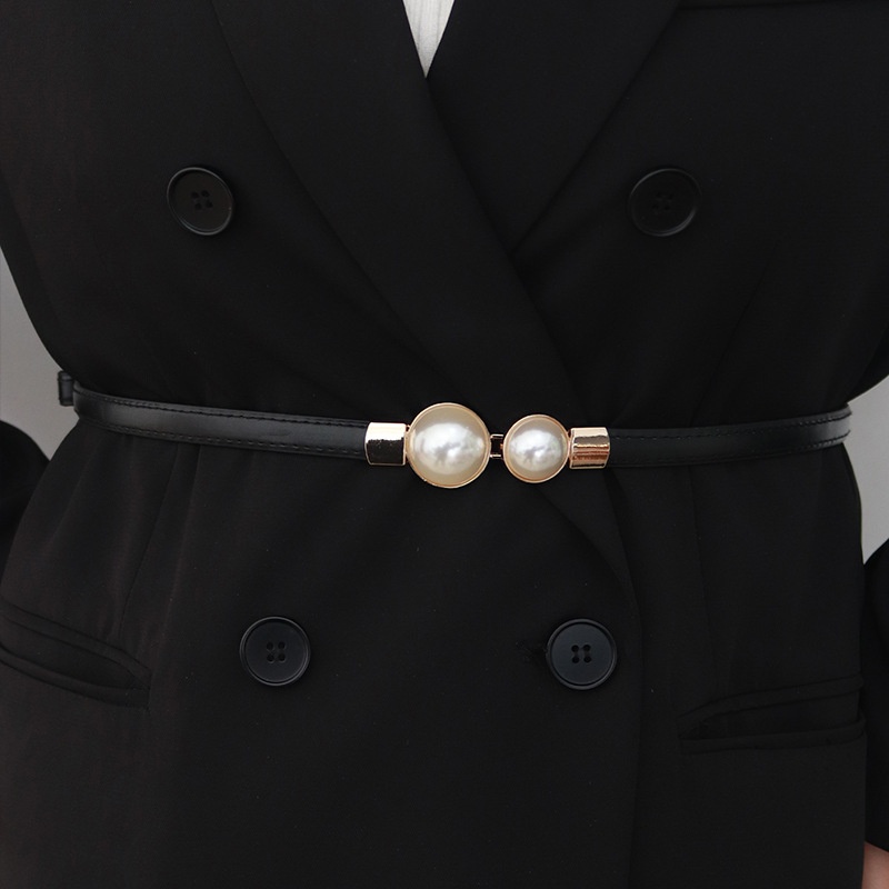 Elegant Vintage Pearl Waist Ch - Formal Belt Leather Thin recension och pris