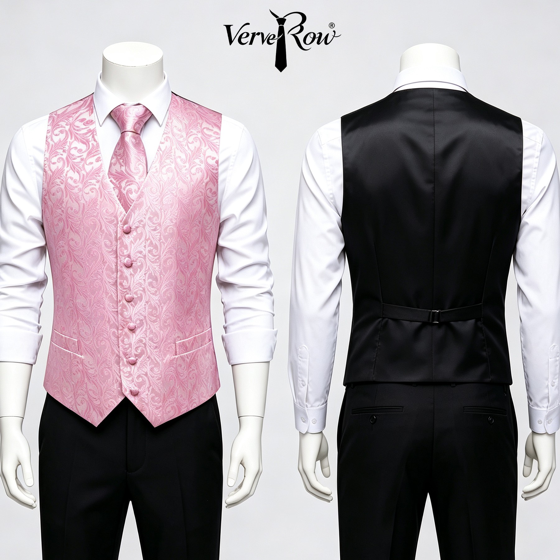 Men Pink Tie Handkerchief Thre - Men Formal Wear With Tie recension och pris
