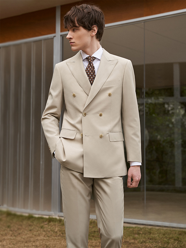 30% Wool Men Suits Set Blazer  - Khaki Formal Wear Men recension och pris