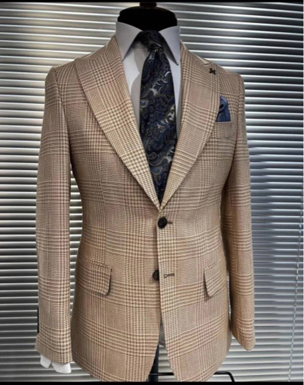 Khaki 2 Pieces Suit Houndstoot - Khaki Formal Wear Men recension och pris